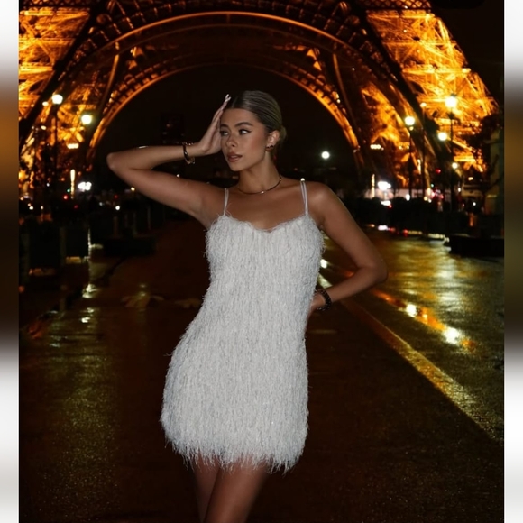 Zara Fringe Mini Dress White Size M - Picture 4 of 16